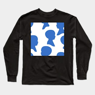 Little Boy Silhouette - Blue on White Background Long Sleeve T-Shirt